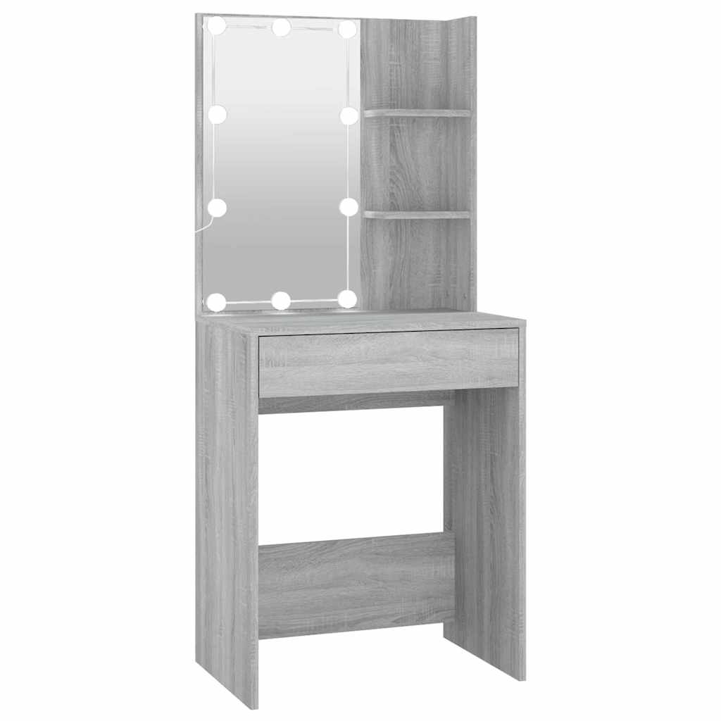Makeup Table with LED Lights Gray Sonoma 60 X 40 X 140 Cm