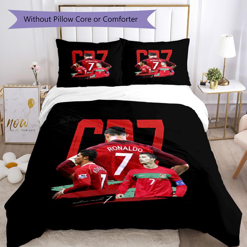 Cristiano Ronaldo Fans Bedding Set Breathable Duvet Cover with Pillowcases Decorative Bed Linen for Bedroom Home Decoration Birthday Gift