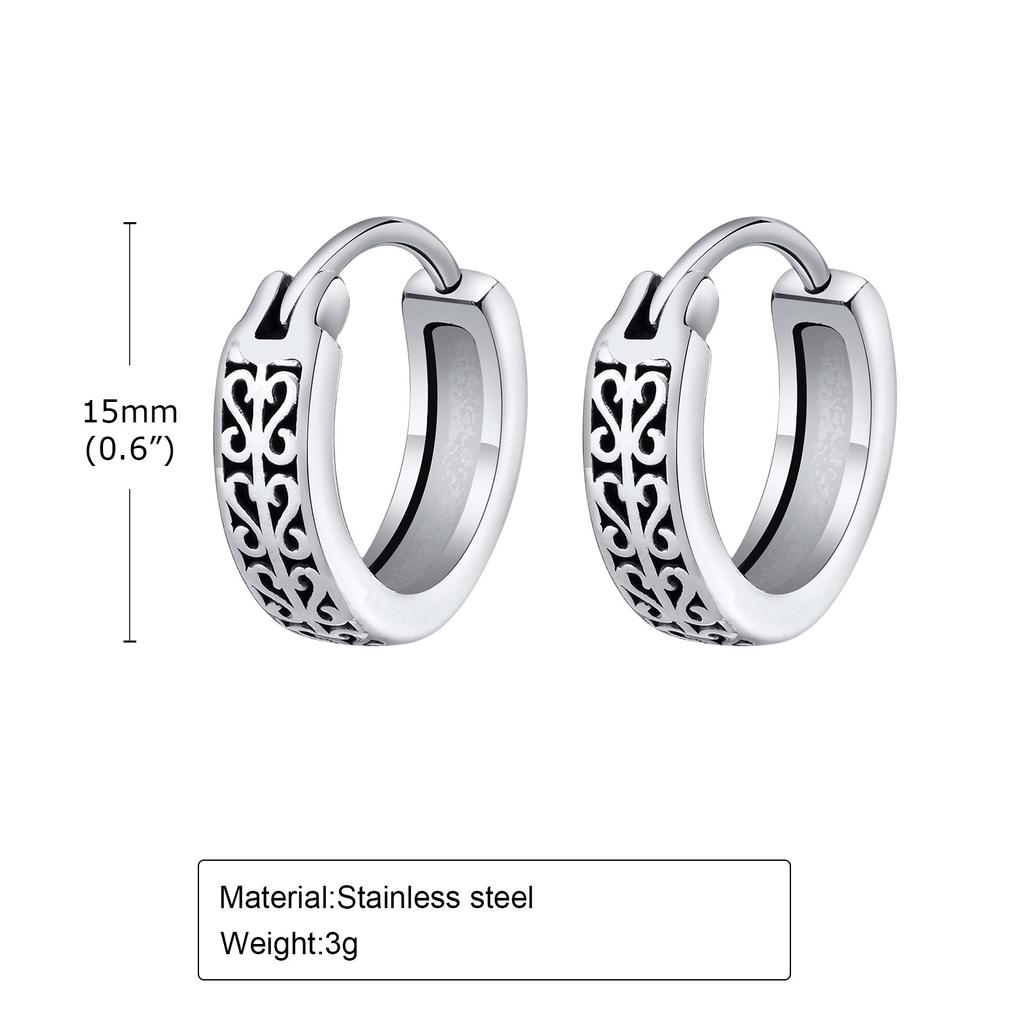 Mprainbow Mens Vintage Hoop Huggie Earrings, Waterproof Stainless Steel Punk Round Earring Gifts to Dad Father Boyfriend BFF