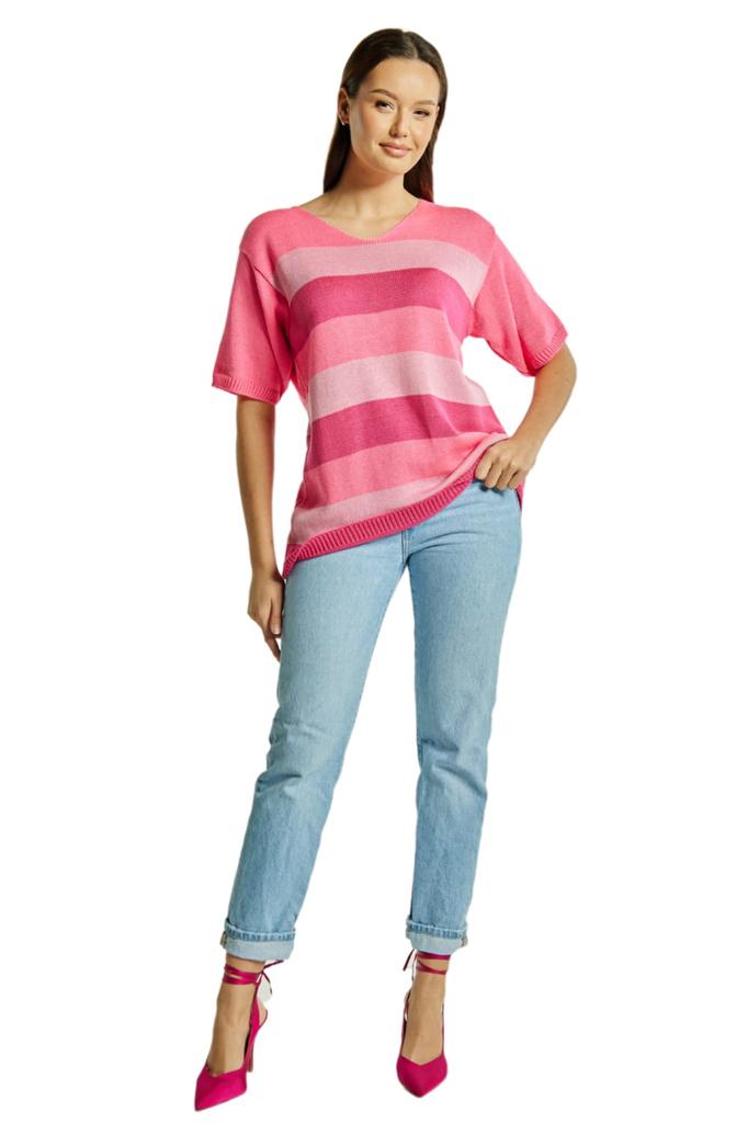 Lister Stripes Women' Blouse, One Size, Cameo, Pink