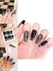 Handmade Black Cat Eye False Nails With Sparkling Rhinestones Stylish And Luxurious