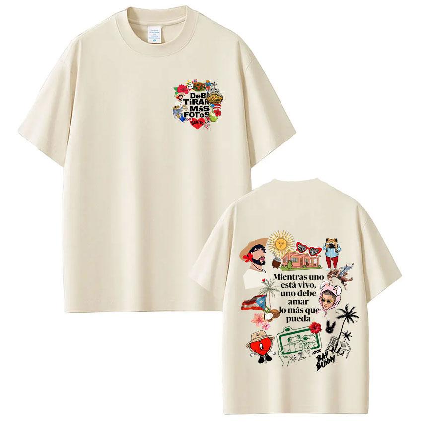 Rapper Bad Bunny T-Shirt Debi Tirar Mas Fotos DTMF Welttournee T-Shirts Unisexs Unisex Mode Vintage Hip Hop T-Shirts Streetwear