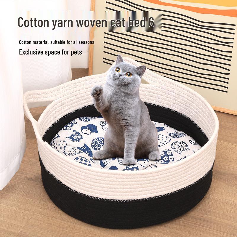 Prodyšná tkaná bavlněná postel pro domácí mazlíčky - Kočky & Psi - Celoroční pohodlí