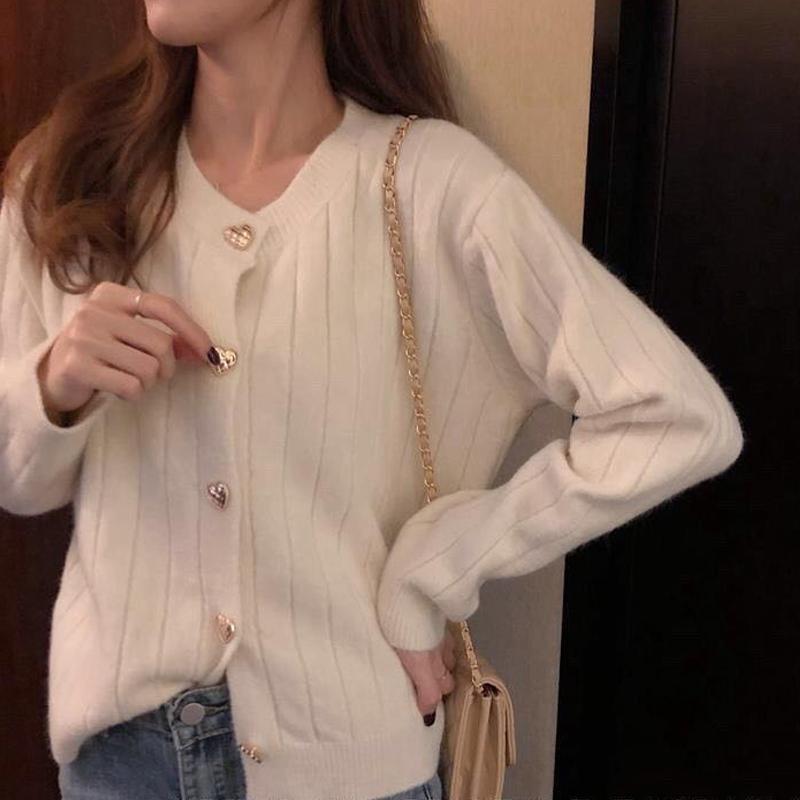 Autumn Winter Fashion Knitted Cardigan Women Short Sweater Loose Casual Solid Color Thin Long Sleevepit Striped Sweaters Jackets O Neck Short Coats