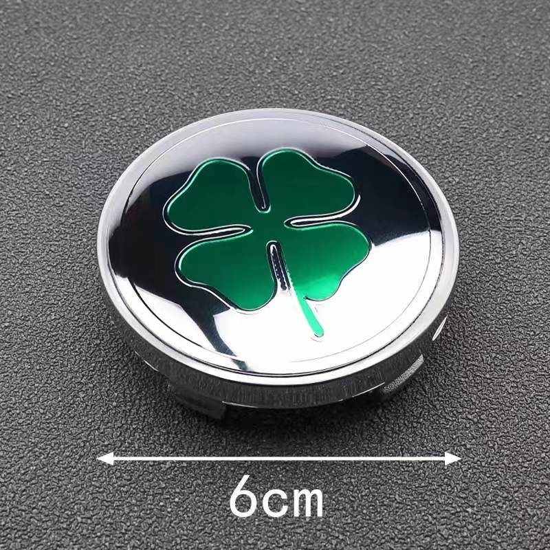 DJHQL1 4PCS 60MM Four-leaf Clover Emblem Car Wheel Center Hub Cap Rims Cover Hubcaps Sticker For BMW HONDA FORD TESLA SUBARU
