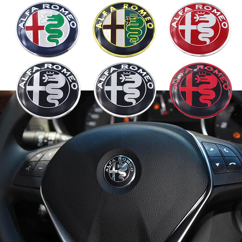 JNZSP1 1pcs 3D alfa romeo 40mm aluminum steer wheel emblem Sticker Car Steering Wheel Sticker Car Interior Emblem Car Accessories