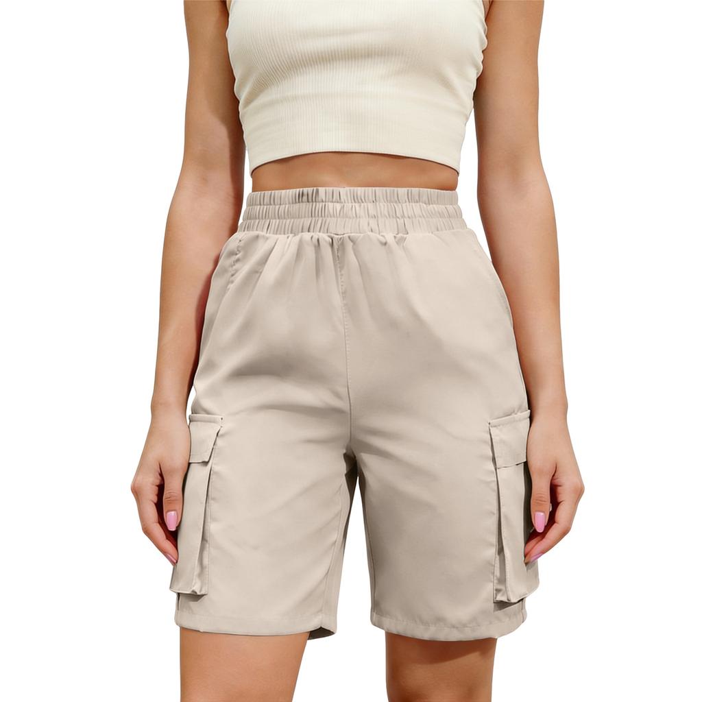 Women's Casual Loose Color Pants Pocket Utility Shorts