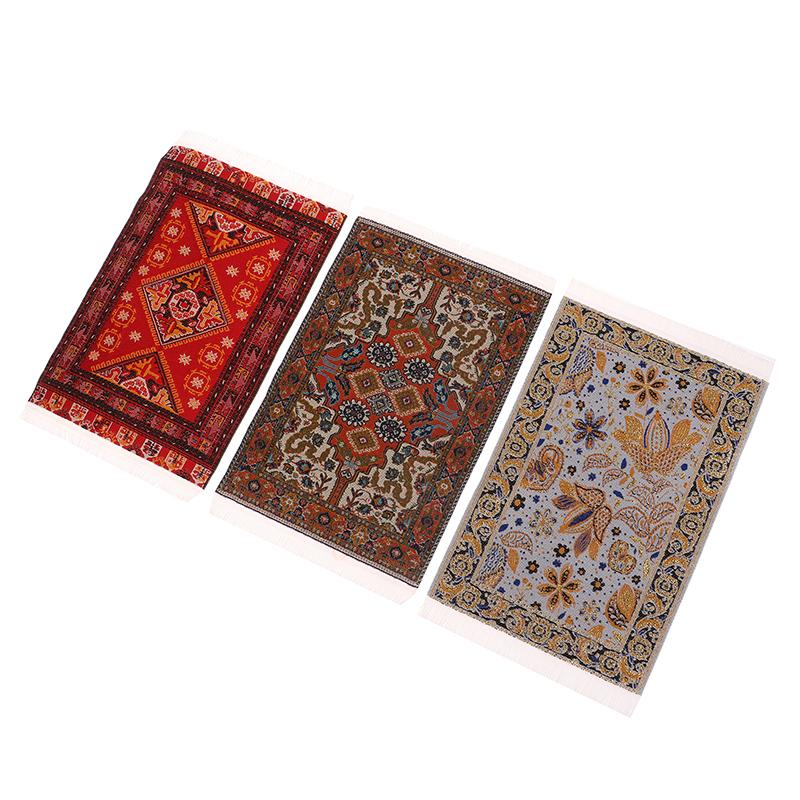 1:12 Dollhouse Miniature Handmade Woven Floor Mat Mini Floor Rug Cover Carpet Weaving Carpets Model Bedroom Home Furniture Decor