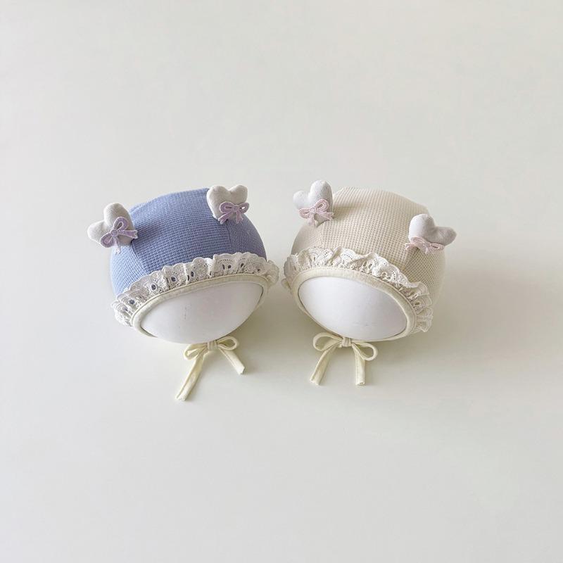 Korean Baby Warm Knitted Hat New Winter Heart Ear Flap Cap for Newborn Photographyr Props Cute Infant Soft Bonnet 0-14M