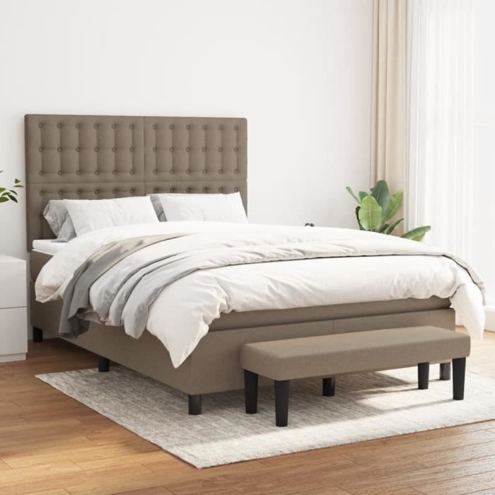 3136921 vidaXL Divan Bed with Mattress Taupe 140x200 Cm Fabric