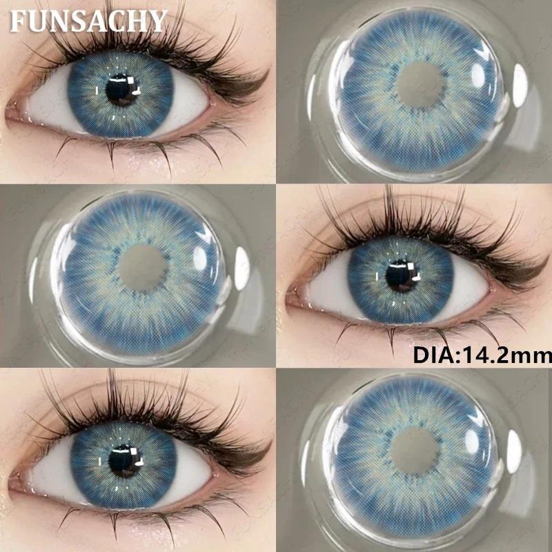 FUNSACHY 2 st Naturliga Kontaktlinser för Ögon Färgade Blå Kontaktlinser Grå Vacker Pupill Grön Lins Ögonmakeup Koreanska Linser
