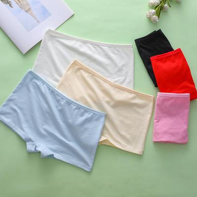 Girls' Plus Size Solid Color Mid-Rise Pure Cotton Boxer Briefs with All-Cotton Crotch
