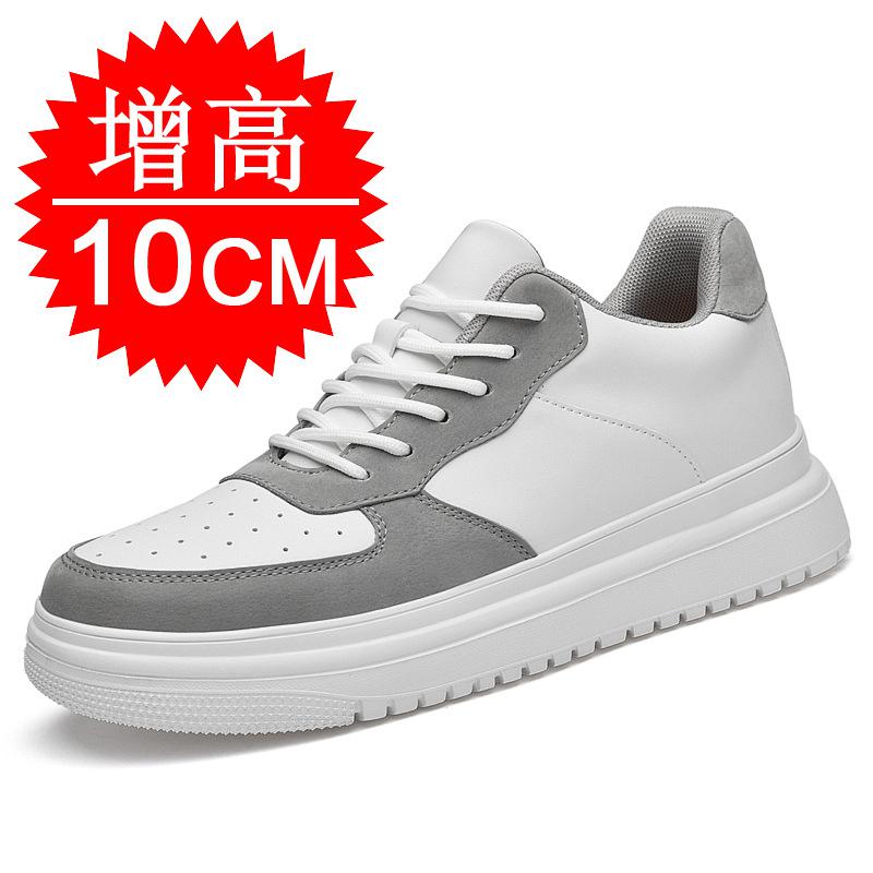 Nové boty pro zvýšení výšky Pánské 6 8 10 cm Neviditelné tenisky s podpatkem Muž Bílá kůže Ležérní boty Sport Zapatillas De Hombre