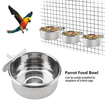 Bol d'alimentation en eau et nourriture en acier inoxydable, mangeoire à perruches, accessoire de Cage à oiseaux