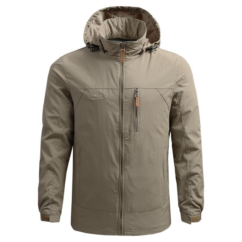 Jacket Men'S Spring And Autumn Thin Outdoor Charge Jacket Youth Hooded Loose Large Size Casual Windbreaker Jacket