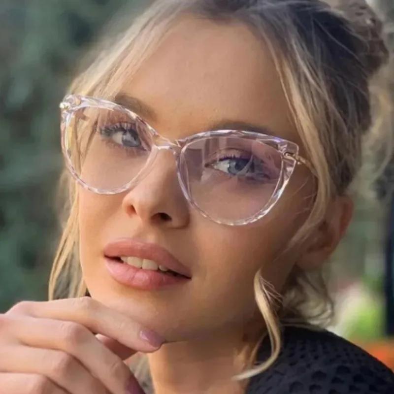 Anti Blue Light Eyewear New Cat Eye Glasses Women Brand Designer Vintage Clear Eyeglasses Optical Frame  Lunette Homme