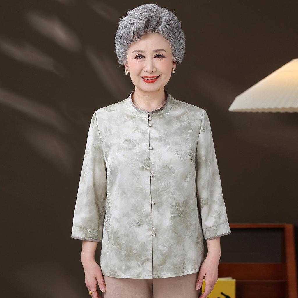 Grandma's Chinese Style Top: Elegant Spring/Summer Shirt for Elderly Women