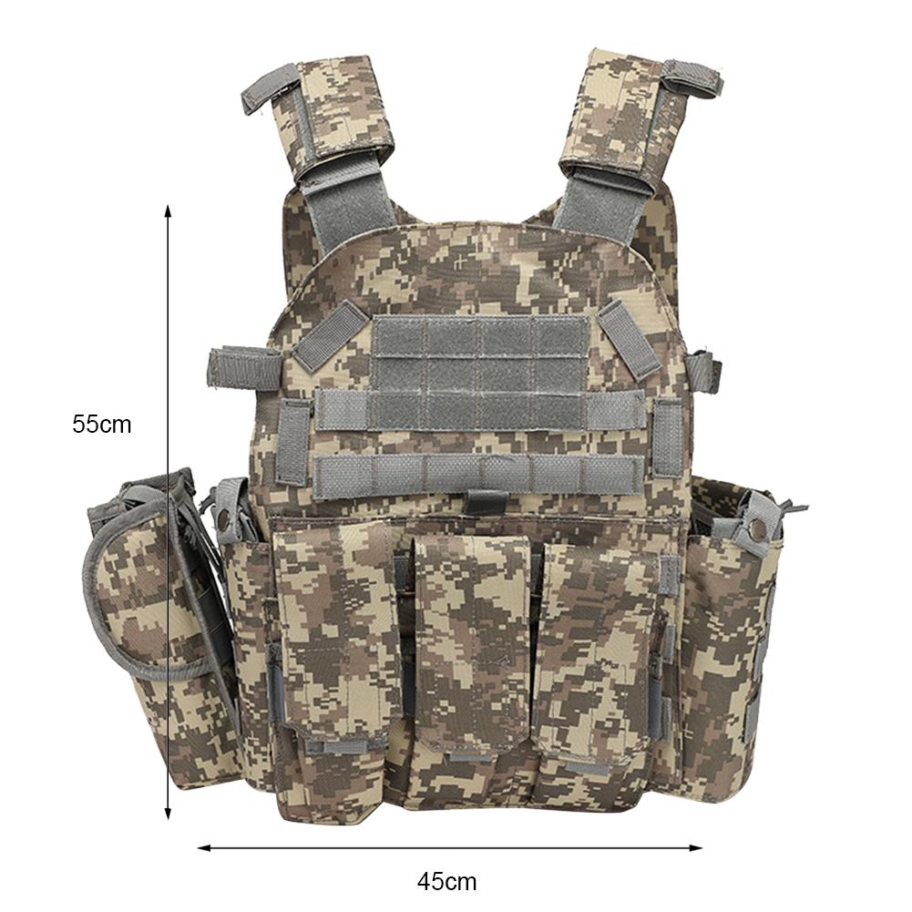 Adjustable 600D Nylon Camouflage Hunting Vest Multi-Functional Molle Chest Waistcoat for Men Women Outdoor Camping Travel Sports