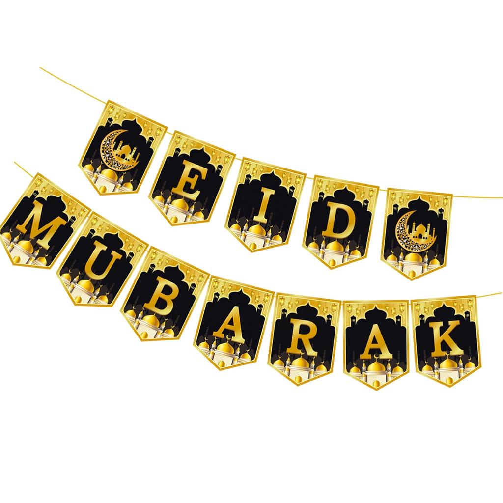 Eid Mubarak Banner Eid Muburak Dekorationen Stern Mond Laterne Hängende Wirbel Ramadan Partyzubehör für Heimdekorationen