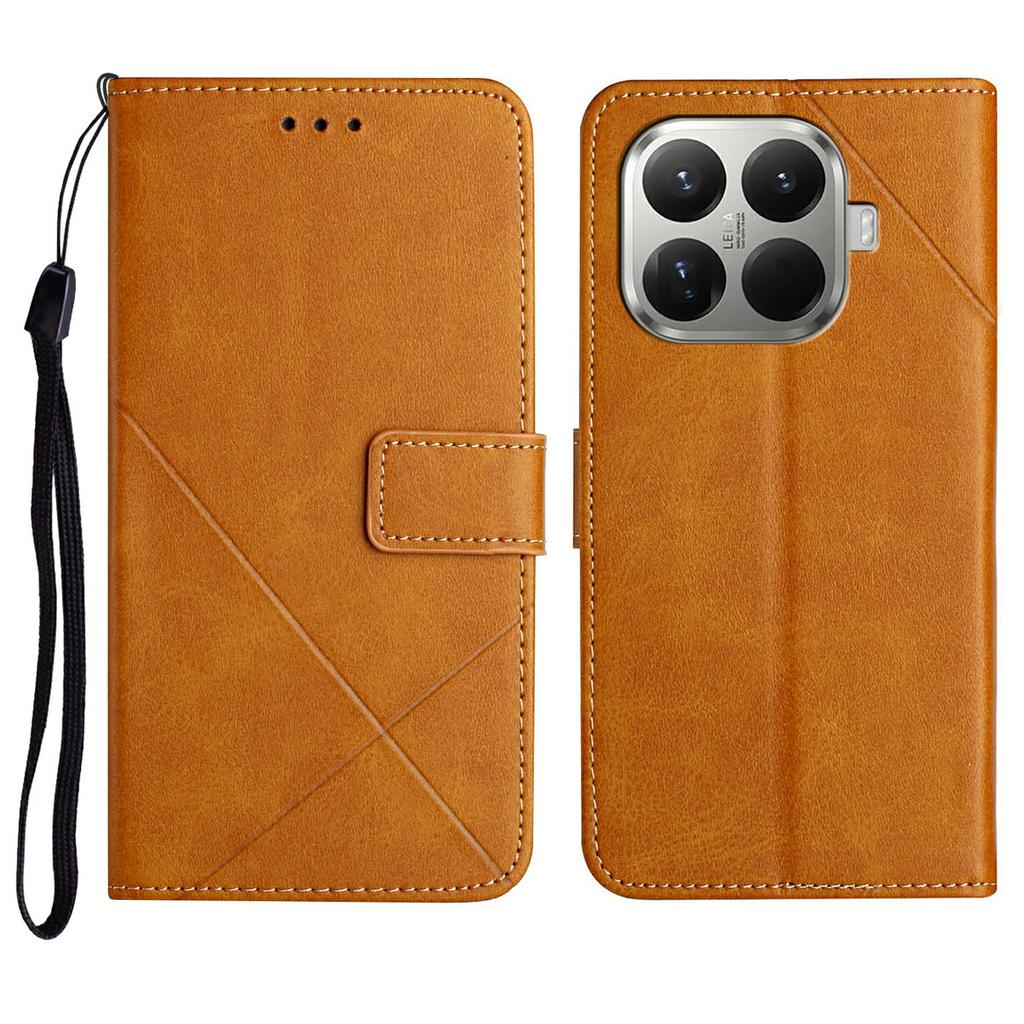 For Xiaomi 15T Pro Case Line Pattern Wallet Leather Phone Cover with Wrist Strap