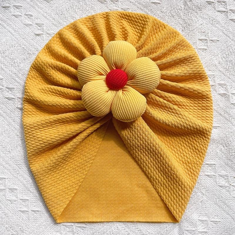 Nursery Hospital Turban Hat for 0-2 Years Baby Girls Infants Baby Beanie Cap Headwrap with Big Flower Soft Bonnet Cap
