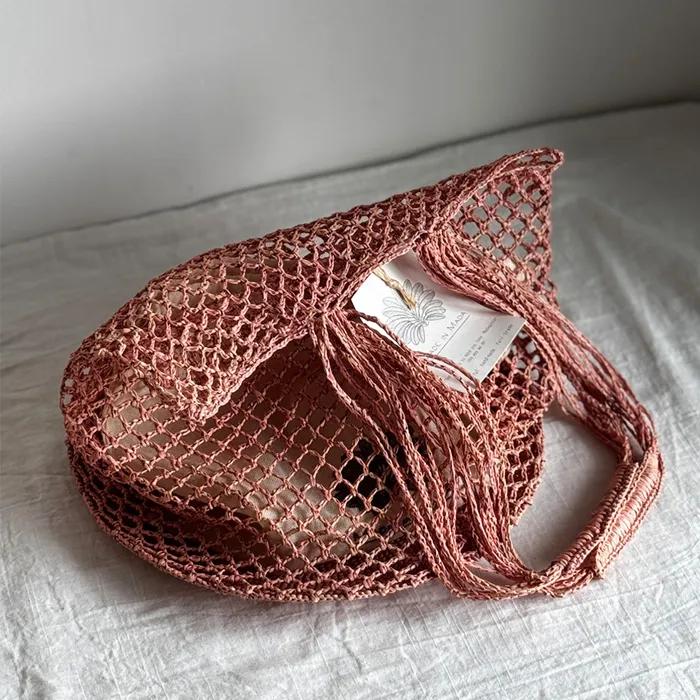 [Made in Mada] Raffia Handmade Crochet MADE IN MADA HOLY BAG (LIGHT PINK)