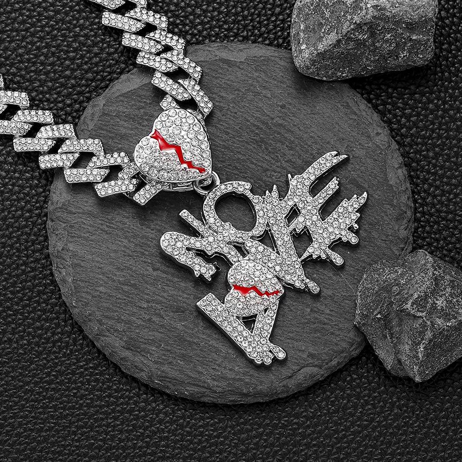 

Men s Cuban Chain Jewelry: Alloy NOLOVE Broken Heart Pendant Necklace