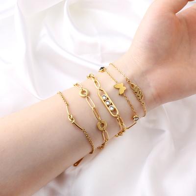 Minimalist Geometric Diamond Inlay Titanium Steel Bracelet Trendy Small Batch Design Jewelry