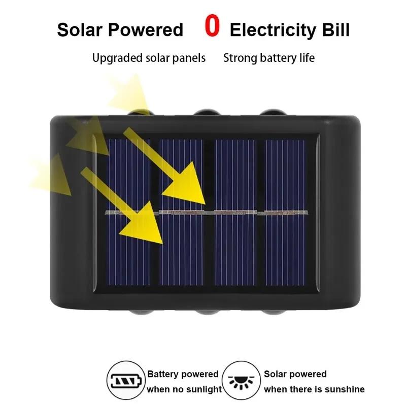 LED Solar Lights Wall Lamp Waterproof Outdoor UP and Down Lighting Solar Powered Lamps Garden Fence Yard Decoration Sunlight