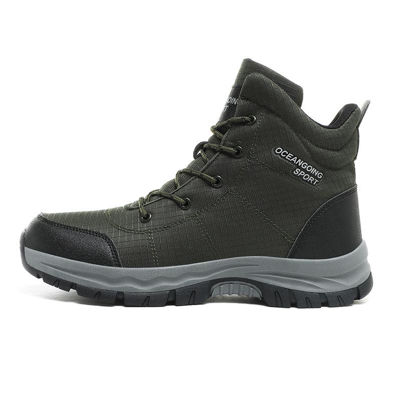 High-top velvet hiking shoes outdoor non-slip and wear-resistant men's breathable casual sports shoes lace-up warm men's shoes