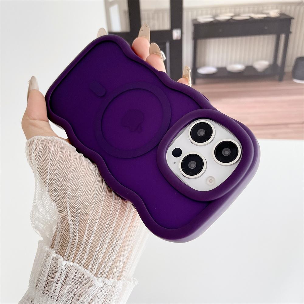 For Magsafe Matte Curly Wave Phone Case For iPhone 16 12 13 14 15 Pro Max Luxury Magnetic Wireless Charging Frosted Back Cover