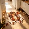 Christmas Entryway Rug Entrance Mat, Santa Claus Rug, Non-Slip Imitation Washable Rugs Cashmere for Kitchen Bathroom Home Xmas Holiday Decor