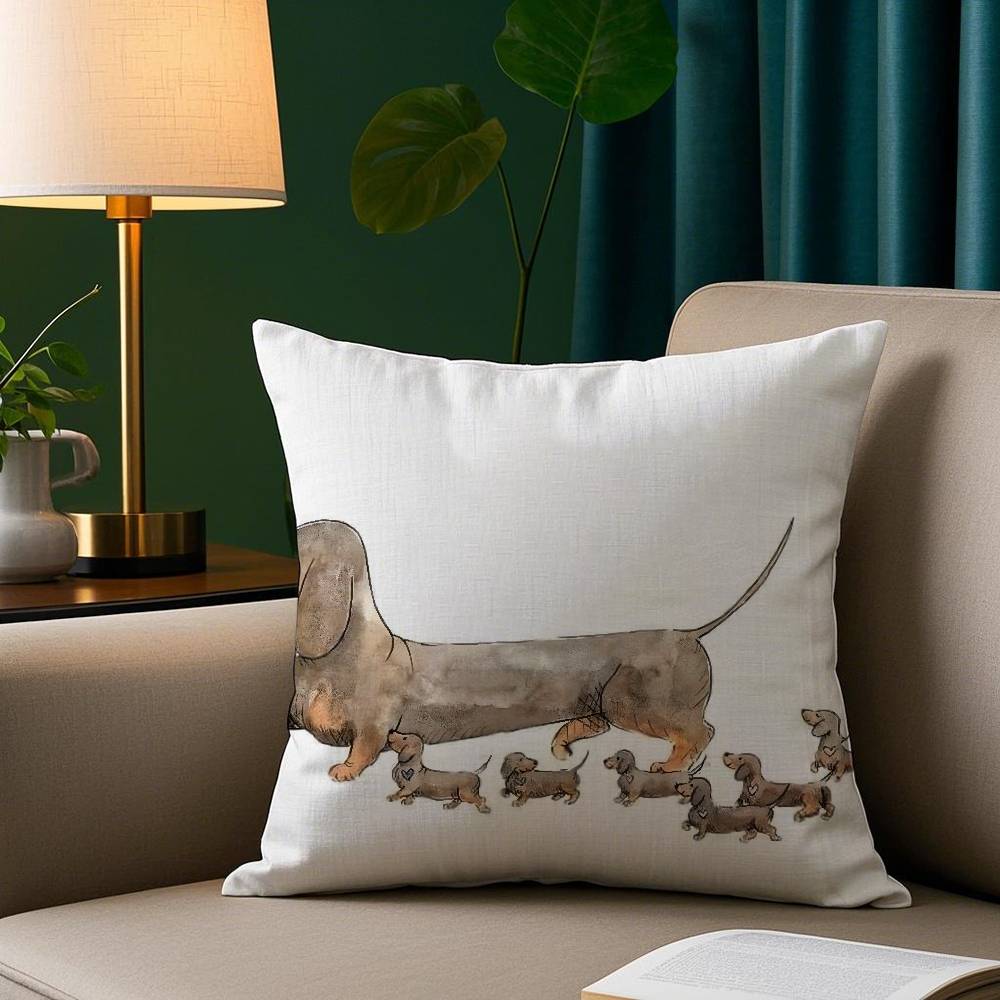 Cute Dachshund Dog Pillow Case Short Plush Print Cushion Cover Square Throw Pillow Covers Sofa Home Decor