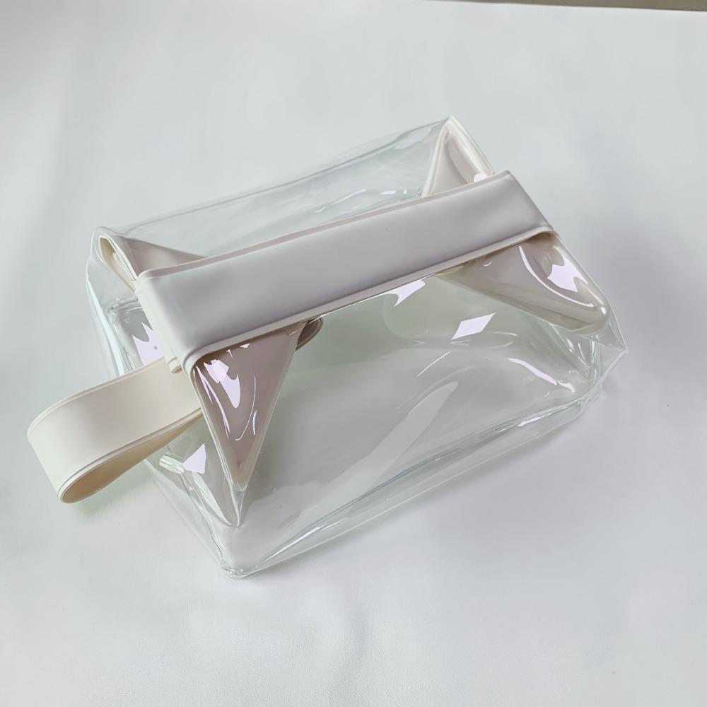 

Clear Toiletry Bags with Magnetic Closure Leak-proof Makeup Bag Large Capacity PVC Cosmetic Pouch for Women Men Traveling бежевий