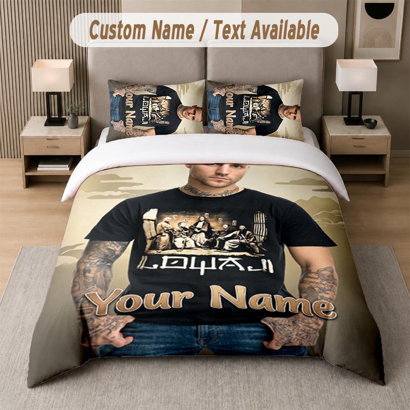 Kontra K 3Pcs Bedding Set, Personalized Custom Name Text, 1 Duvet Cover & 2 Pillowcases For Bedroom