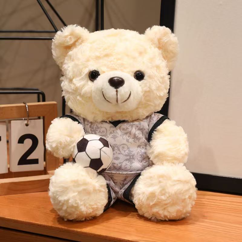 Newest Simulated Football Bear Doll Kawaii Stuffed Plush Toy Figure Doll Cartoon Anime Cute Kids Birthday Holiday Gift Doll