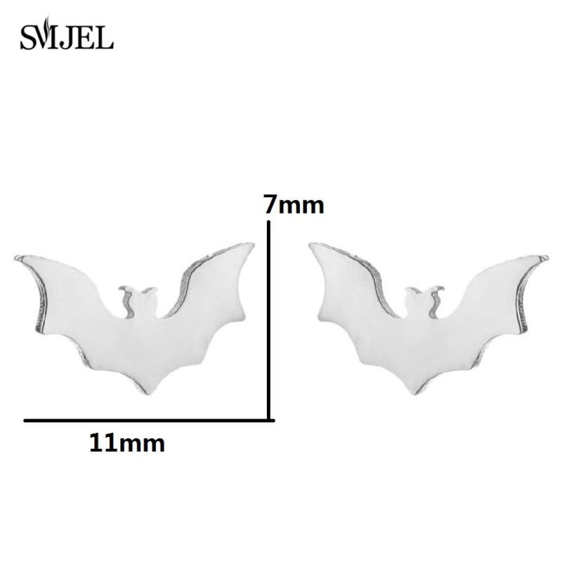 Stainless Steel Bat Stud Earrings For Women Men Punk Funny Halloween Party Gift Black Bat Earings Studs Jewelry Wholesale