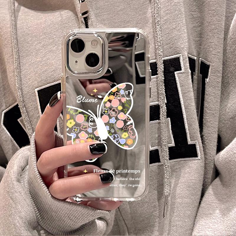 Handyhüllen für iPhone 11 13 XR 15 Pro Max 12 14 Pro Max Hülle iPhone 16 XS Max Spiegel Schutzhülle Mirror Exquisite Cartoon Wasserdicht