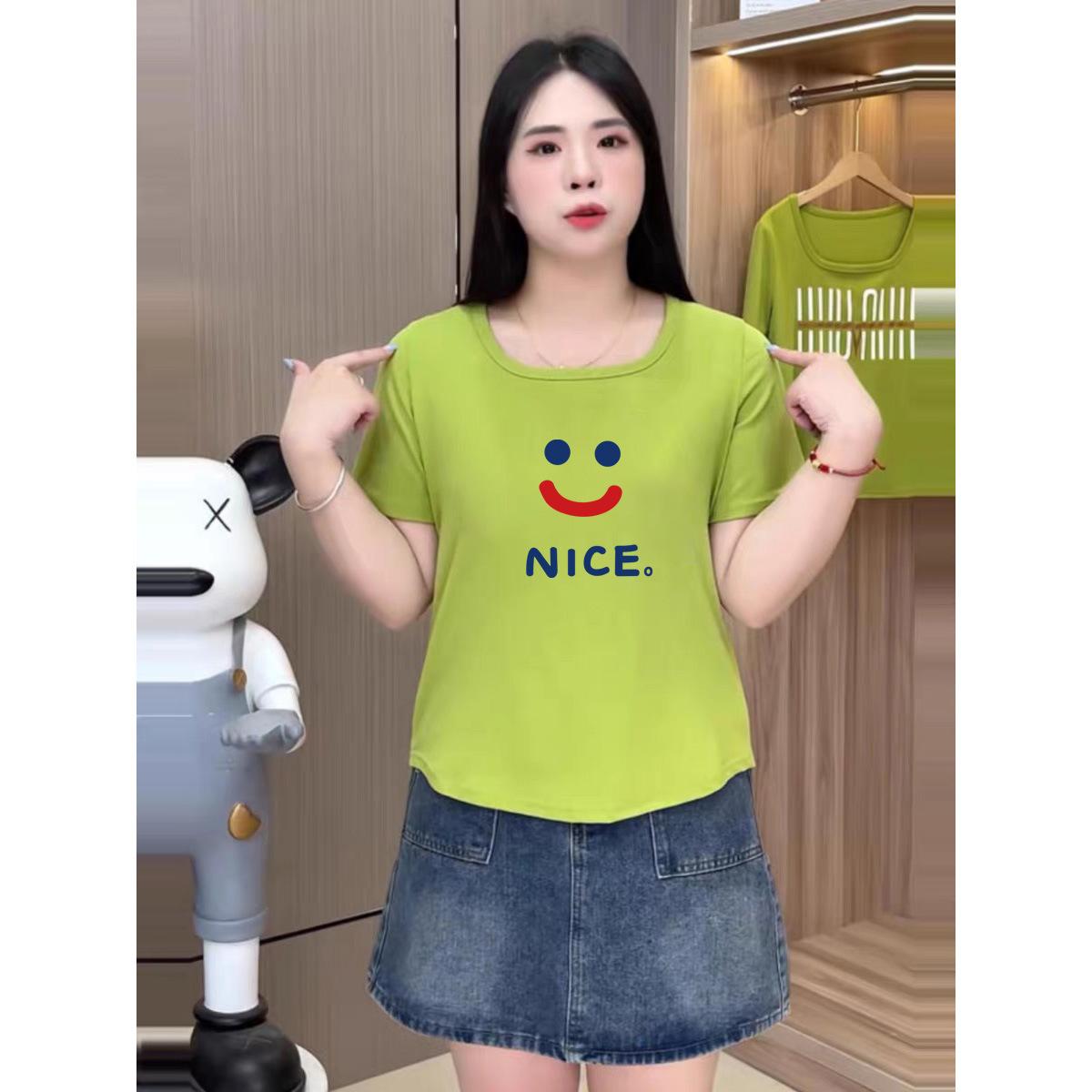 

Summer new trendy square collar slim and thin loose Spice Girl short-sleeved T-shirt 2025 versatile pure desire top M [80-60kg]