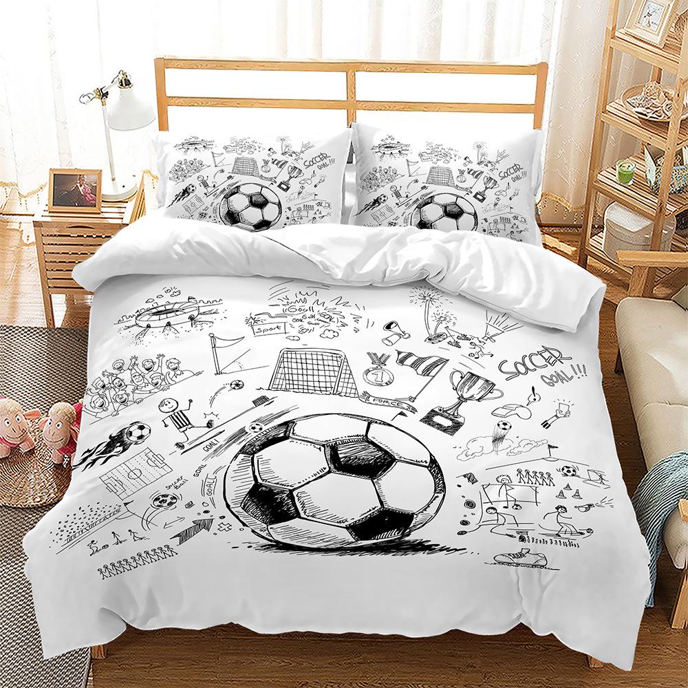 Basketball Football 3D Digital Printed Bed Kit Three Piece Quilt Cover