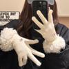 Knitted Lamb Wool Gloves Finger-splitting  Gloves Simple Women Mittens  Female
