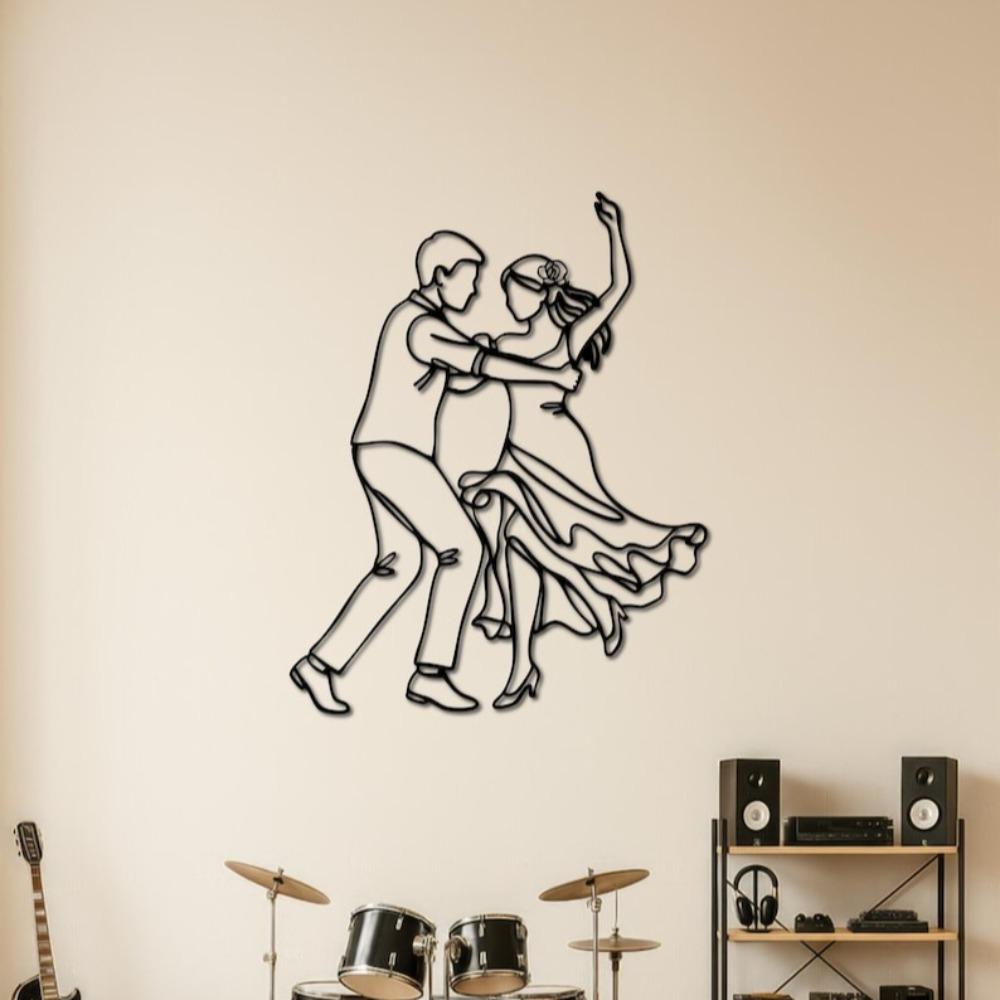 Metal Wall Art Dancing Couple, Romantic Line Art Decor, Latin Dance Metal Wall Sculpture, Flamenco Salsa Decor for Home