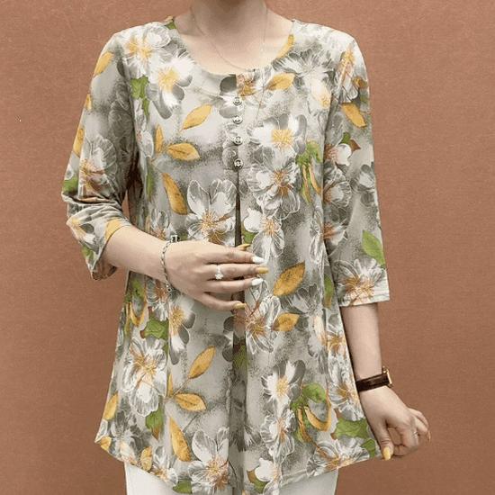 

Plus Size Mid-Length Chinese Style Short Sleeve T-shirt for Middle-Aged Moms 7XL (Recommended 215-230 lbs)