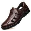 Summer leather hollow sandals Velcro hole shoes breathable casual men's shoes soft sole dad cool leather shoes men's 7688