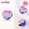 Silver 925 Colored Zircon Heart-shaped Pendant Beads Charm Fit Bracelet Jewelry Making Fine Gift for Women