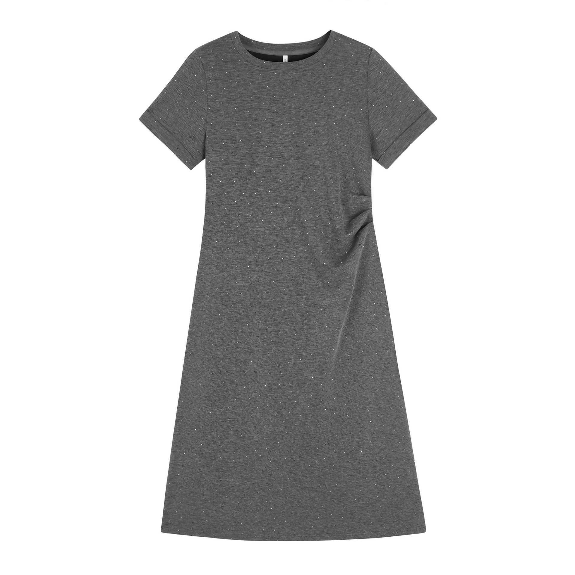 

Lusi Diamond Pleated Waist Slit A-Line Skirt for Plus Size Women 1XL (Recommended for 120-140 pounds) серый