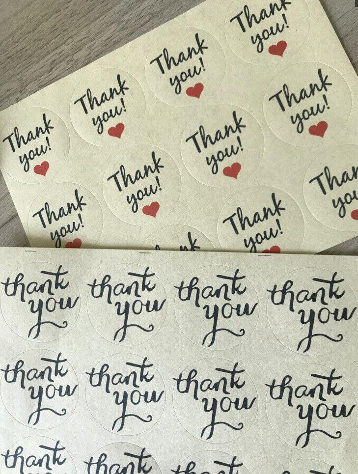 60pcs Thank You Stickers Gift Sealing Wraps Present Decoration Cookie Bag Labels Scrapbooking