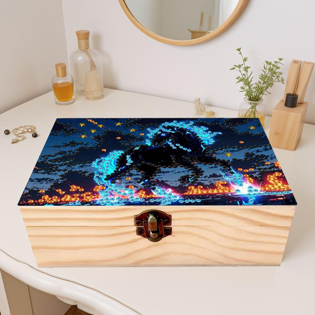 5D DIY Diamond Art Wooden Handmade Storage Box Crystal Mosaic Storage Container Crystal Storage Case Kit for Desktop Diamond Art