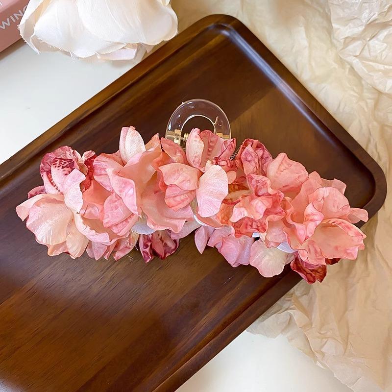 Fermagli per capelli a forma di fiore di giglio per donne ragazze Barretta Clip a pinza di granchio Fermagli per capelli per coda di cavallo Copricapo da bagno spiaggia Accessori per capelli