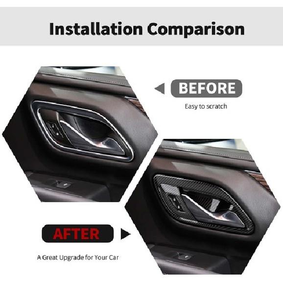 4x Carbon Fiber Door Handle Bowl Cover Trim For Chevy Suburban +/Tahoe +